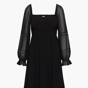 Wilfred Aritzia Grace Dress Smocked Square-Neck Midi Dress Size Small